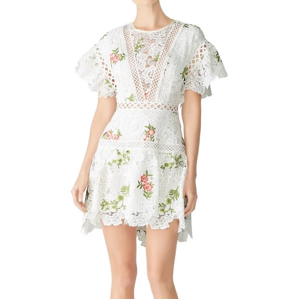 Floral Lace Dress with Embroidery